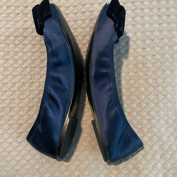 Tory Burch Blue and Black Flats with Fringe - Picture 2 of 5